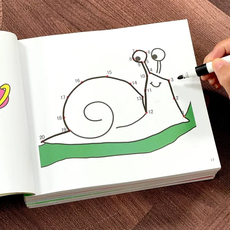 儿童数字连线画3-6岁宝宝幼儿园填涂色本学画画描点画线图画册