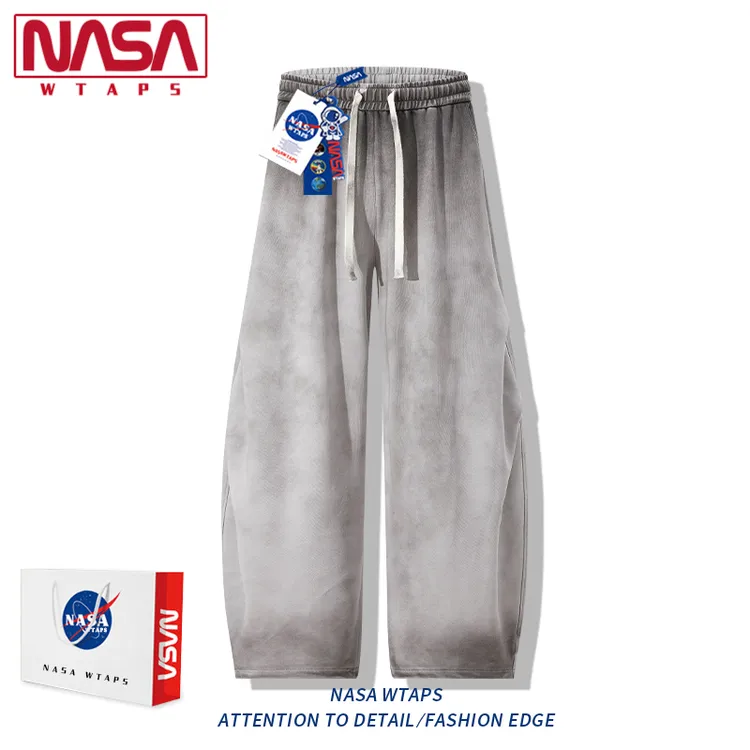 NASA官方旗舰店春夏季新款休闲裤男款美式渐变色运动直筒弯刀裤潮