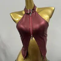 赤红热辣妹性感挂脖上衣