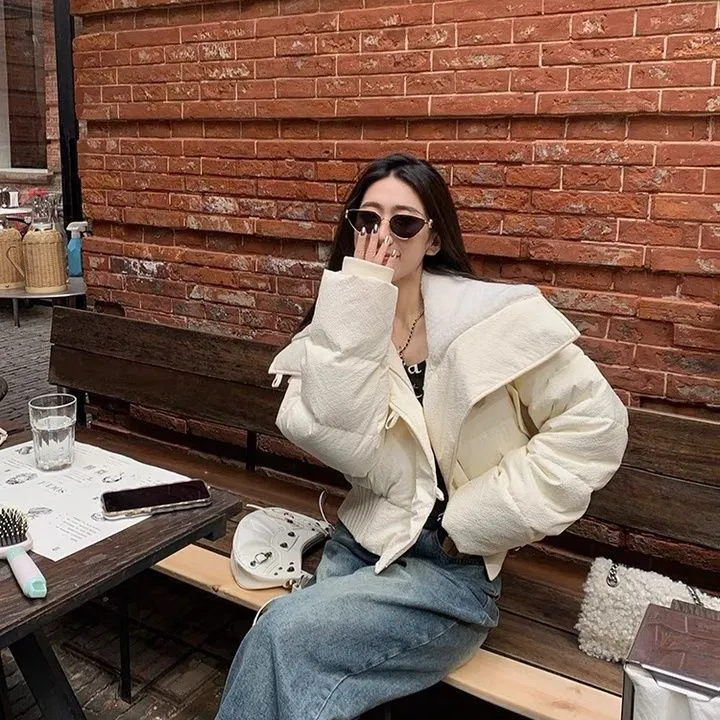 羽绒棉服女冬短款韩版设计感小个子棉衣加厚宽松洋气百搭棉袄洋气