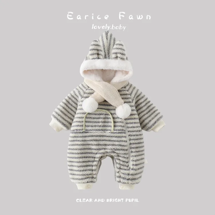 DZ婴儿衣服男女宝宝外出保暖连体衣可爱洋气哈衣满月百天爬爬衣服