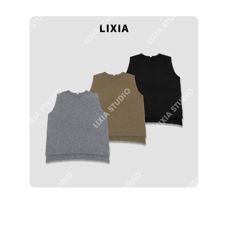 LIXIA【早秋洋韵】INS风时尚休闲无袖纯羊毛毛针织衫马甲-D8792