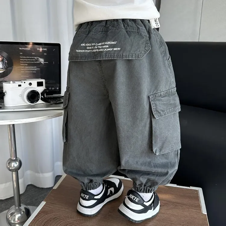 男童裤子春秋款2025新款洋气儿童酷帅工装裤男孩休闲裤日韩童装