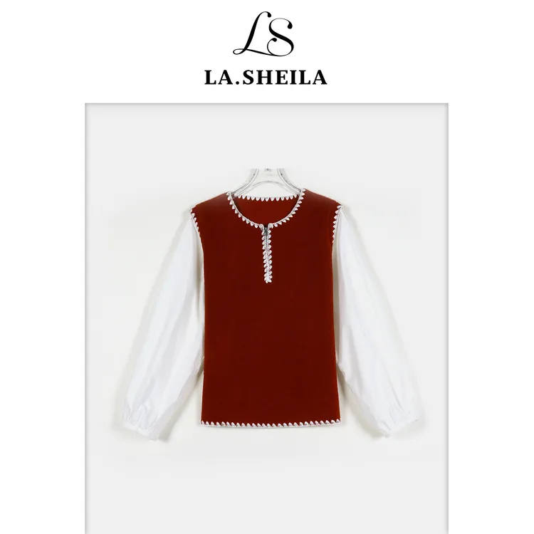 LA.Sheila“好运毛衣”重工刺绣半拉链上衣254-SY/1227-5166