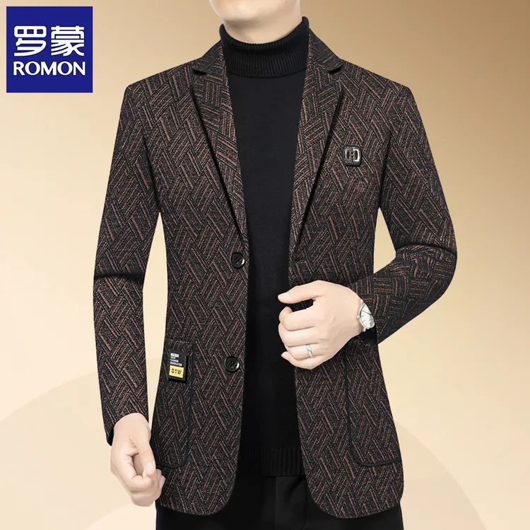 罗蒙2025秋季新款高档西服男中年男士商务休闲小西装单西上衣外套