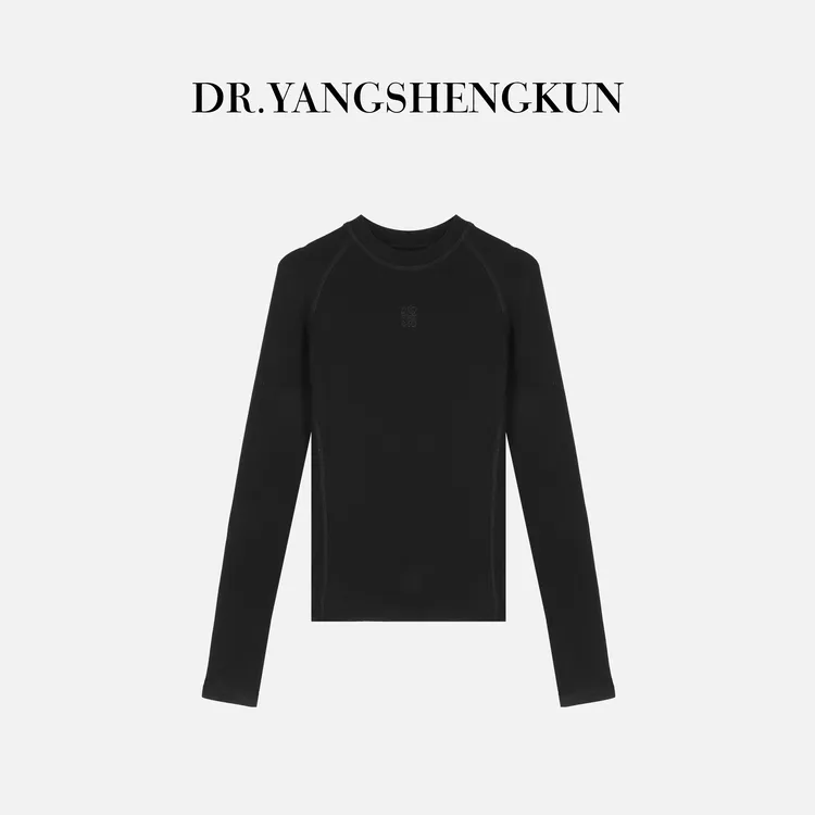 杨圣坤2025冬季新品美式插肩袖修身显瘦加绒长袖T恤SL25111018