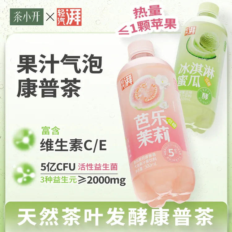 茶小开果汁气泡康普茶多种益生元益生菌茶饮料饮料康普茶低卡
