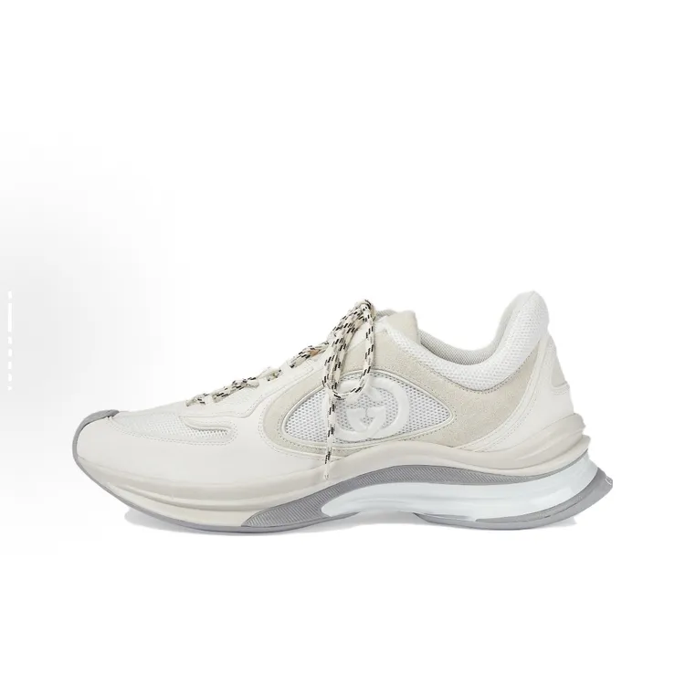 未使用 GUCCI/古驰 男款白色RUN时尚系带透气经典低帮运动休闲鞋