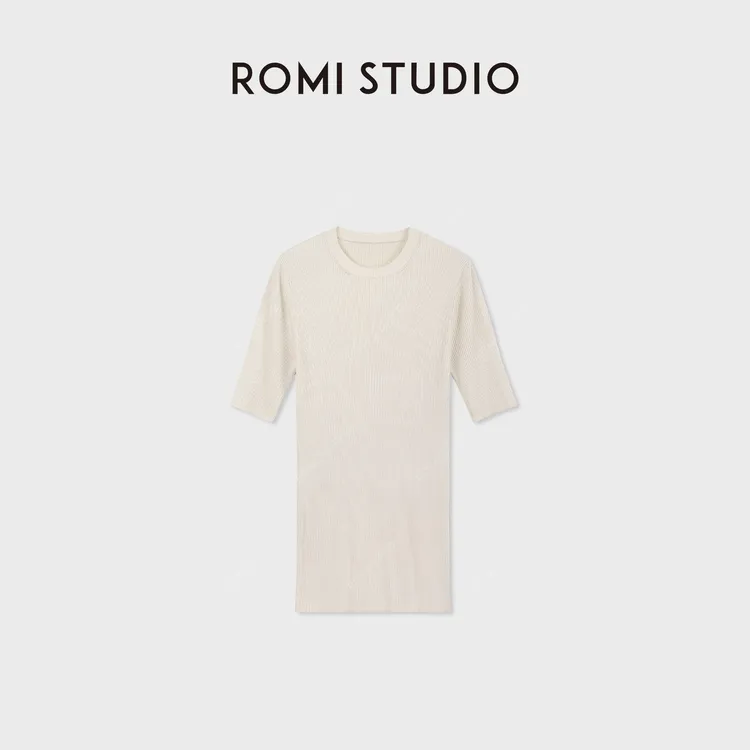 ROMI STUDIO“优雅女士”100%桑蚕丝亲肤云感中袖针织衫 RWDRS63636