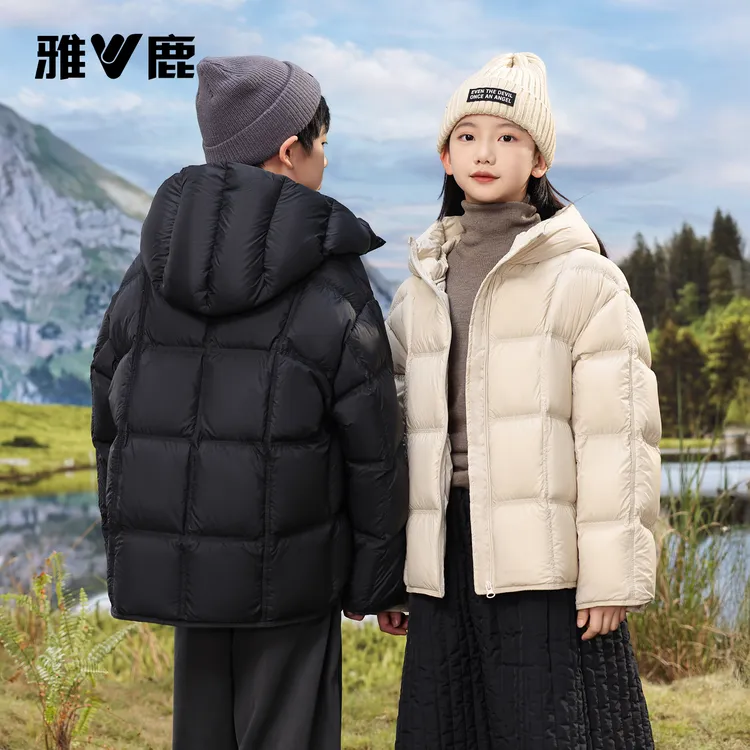 雅鹿儿童加厚羽绒服男女童冬季保暖面包服短款中大童宝宝宽松外套