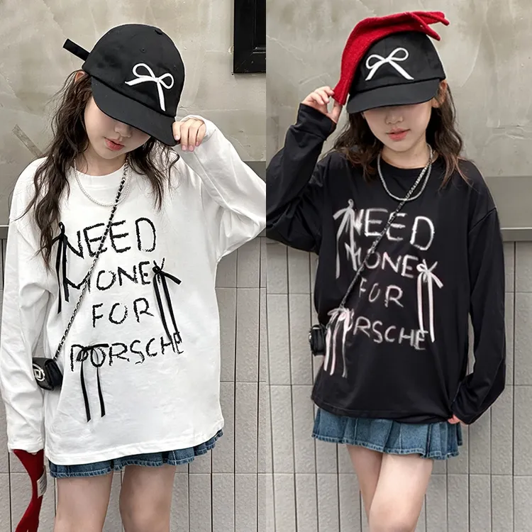 女童长袖打底衫秋季2025新款女孩大童超好看韩系上衣洋气儿童t恤