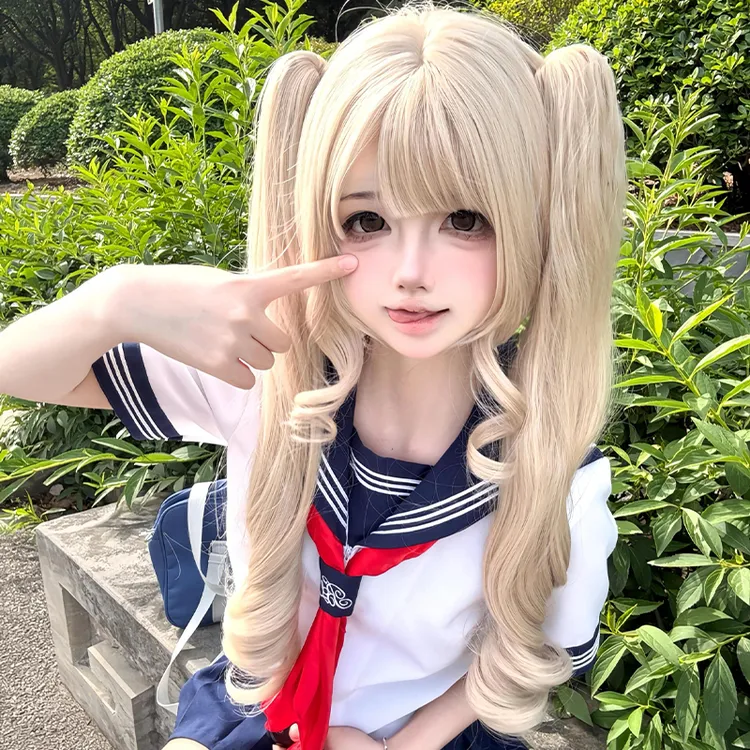 艾丽卷卷lolita假发女长发网红日常仿真发抓夹双马尾齐刘海假发套