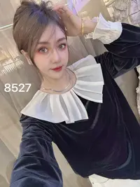  王姐专属-2025秋季百搭显瘦修身气质荷叶边小衫【凡-8527】