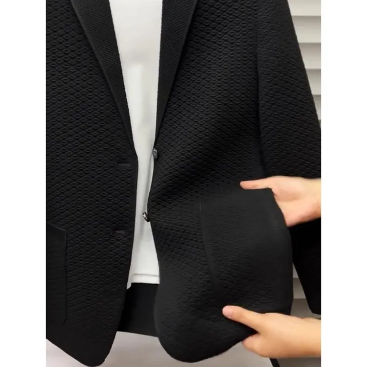 2025春秋季新品男士高级感针织衫西服时尚百搭商务休闲修身小西装