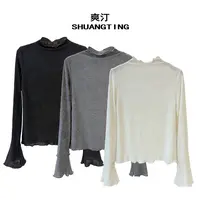 Jokara/丘可儿【星喃语】中式半高领修身打底纯色上衣长袖百搭秋