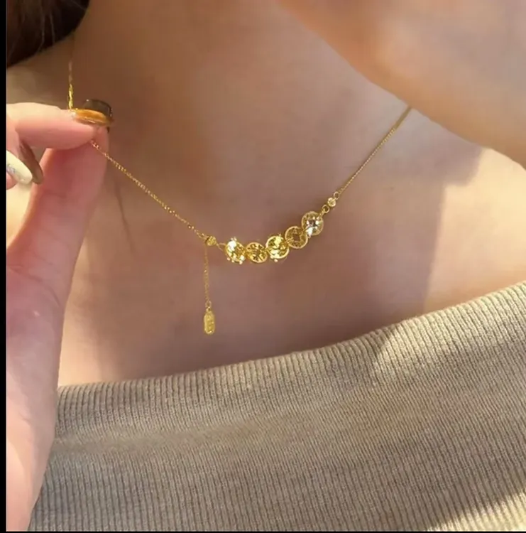 铜合金手链 轻奢碎冰冰五帝钱铜合金吊坠手链爆款百搭吊坠(赠礼盒