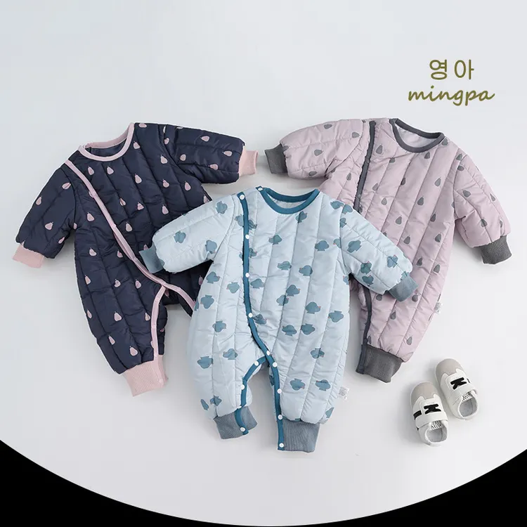 秋冬新生儿衣服加厚保暖衣外出抱抱衣婴儿夹棉连体衣宝宝哈衣棉服