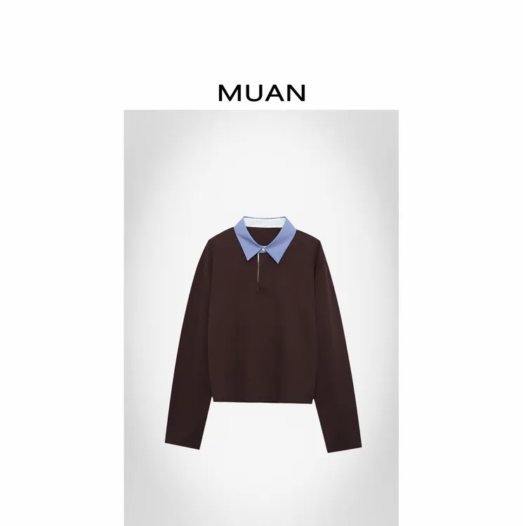 木岸MUAN：《中古日记卫衣》定制撞色翻领百搭卫衣上衣女CQ-DG3-9039