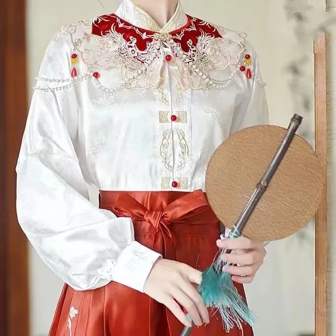 明制汉服立领汉元素春夏百搭复古古装马面网红上衣重工刺绣