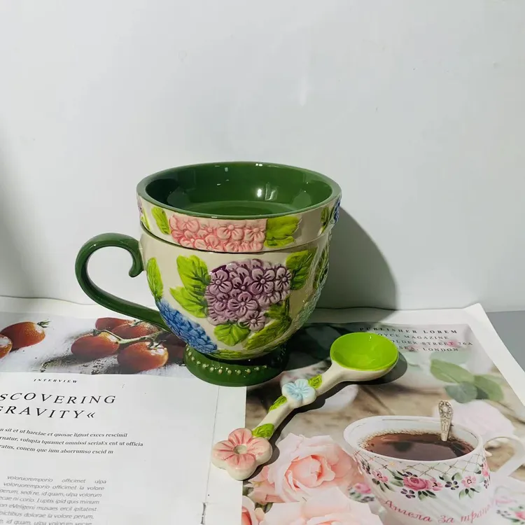 绣球花早餐杯三件套