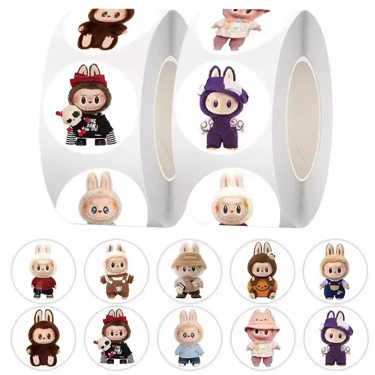 1000贴拉布布labubu卷卷贴玩偶公仔可爱周边学生创意防水装饰贴画