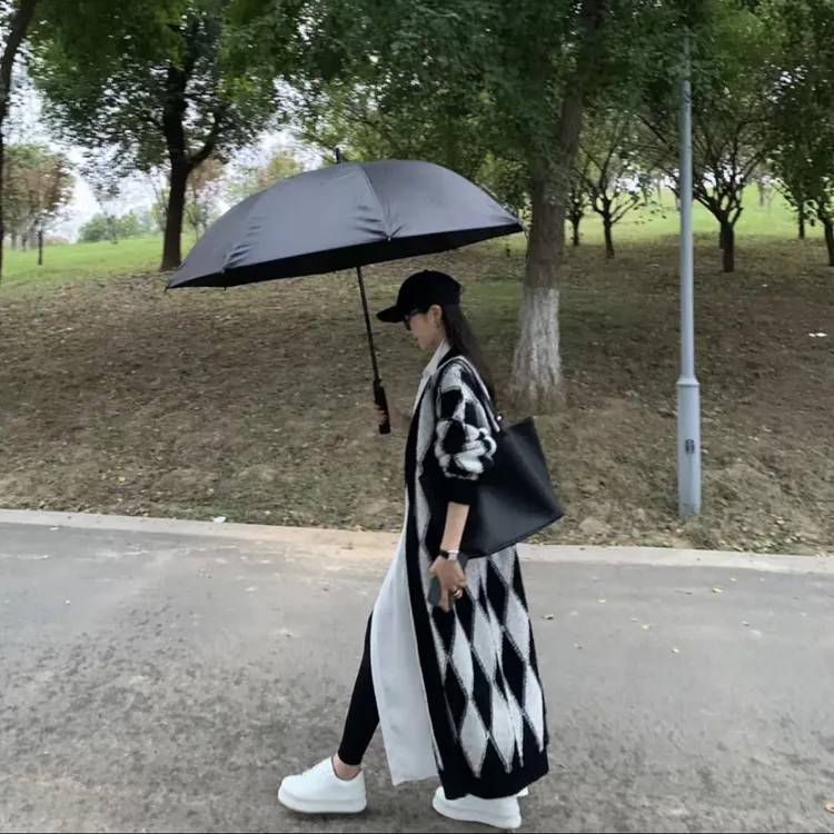 Miss Bao 黑白格 羊毛针织外套