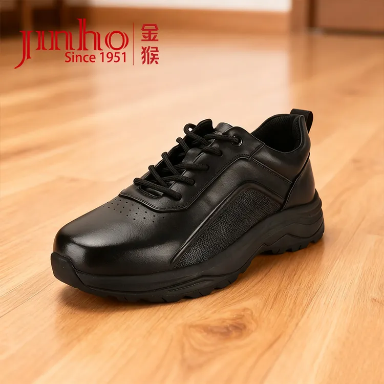 Jinho/金猴【年终特惠】休闲皮鞋百搭黑圆头防滑运动鞋U2825075A