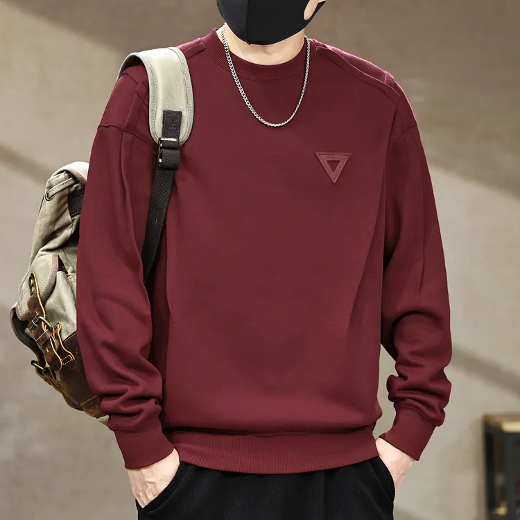 设计感结构条纹重磅360g圆领卫衣男秋季新款宽松复古拼接长袖上衣