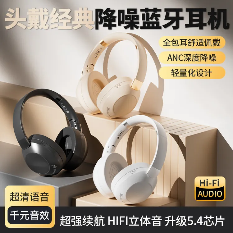 跨境2024新款ANC主动降噪蓝牙耳机头戴式可折叠电竞手机蓝
