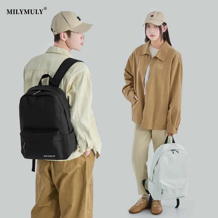 MILYMULY简约双肩包女新款旅行大容量防水通勤电脑背包学生书包男