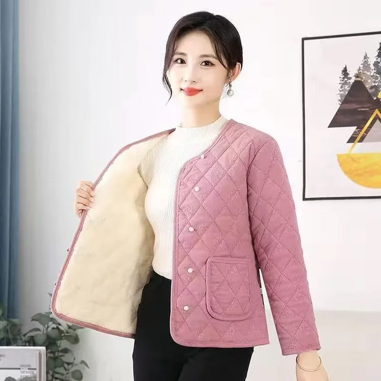 2025新款中式国风小棉袄加绒加厚宽松秋冬棉服外套妈妈装舒适保暖