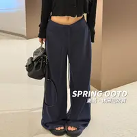 美式休闲运动卫裤女初秋高腰垂感直筒长裤窄版显瘦宽松拖地阔腿裤