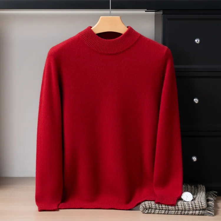 派思米羊100%山羊绒男半高领加厚打底衫内搭秋冬毛衣针织衫