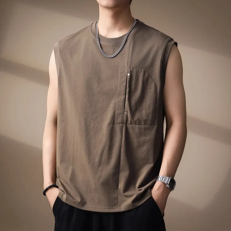 U&PURA高端重磅拼接背心男2025夏季新款美式潮牌潮流时尚休闲百搭