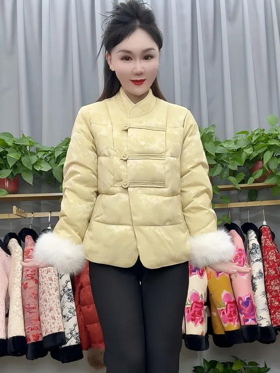 新中式国风毛边袖高品质时尚棉袄