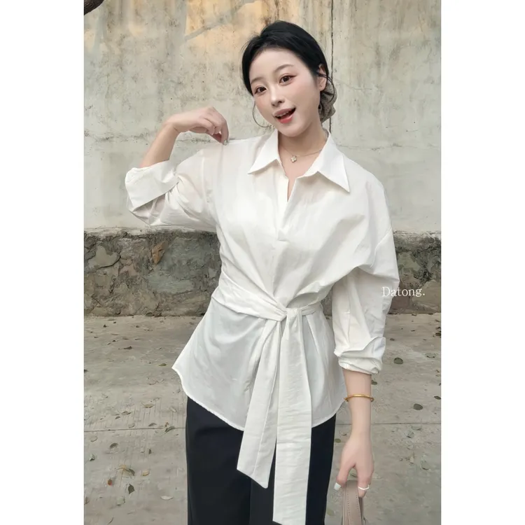 【Datong】韩版气质简约收腰显瘦时尚百搭衬衫