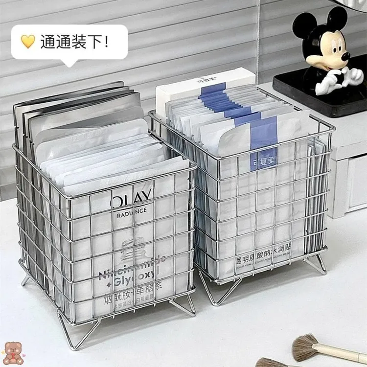 面膜收纳盒大容量梳妆台桌面护肤品收纳筐整理筐化妆品置物架新款