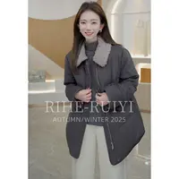 R H 【羊羔毛】复古质感秋冬时尚显瘦翻领羊毛白鹅绒羽绒服RH562