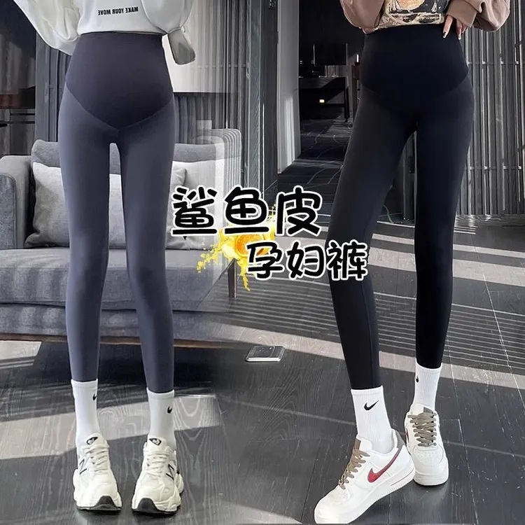 孕妇鲨鱼裤春秋款孕妇裤子外穿洋气托腹裤显瘦高腰提臀打底瑜伽裤