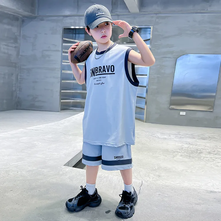 男童无袖篮球服套装夏季薄款透气中大童运动帅气两件套儿童男孩潮