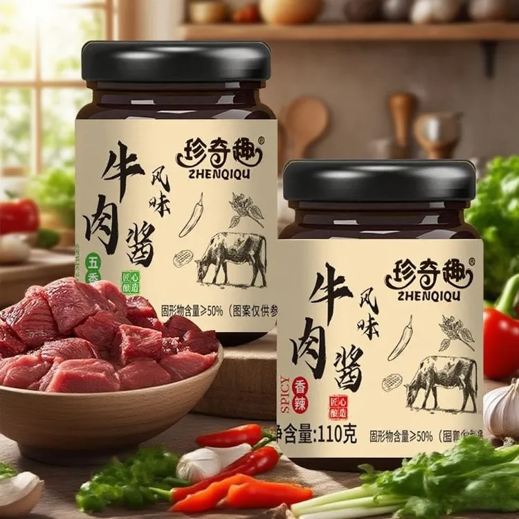 【到手4瓶】牛肉风味酱香辣五香味拌饭拌面辣椒酱调味酱火锅蘸料