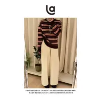 La La Begin"奶油裤"设计感磨毛面显瘦直筒长裤