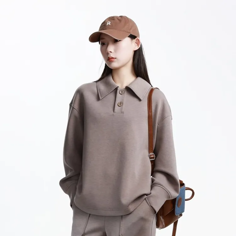 AMASS/阿玛施530015新款质感减龄宽松翻领百搭舒适穿搭上衣女