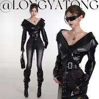 龙怼怼推荐【秀场直击】美式辣妹皮衣外套秋季2025新款设计夹克上衣