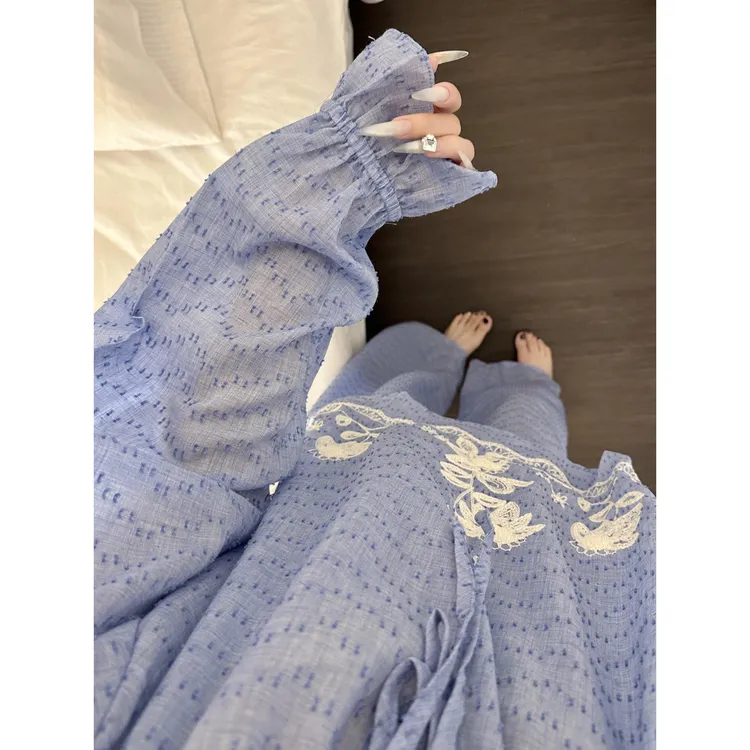 设计感新中式可外穿睡衣女早秋季2025新款大码长袖长裤家居服套装