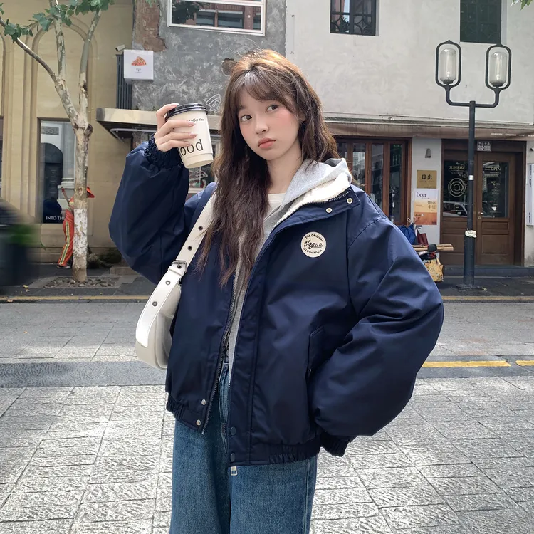 2025年新款棉衣棉服女棉袄羊羔毛学院风小个子超好看加绒夹棉外套