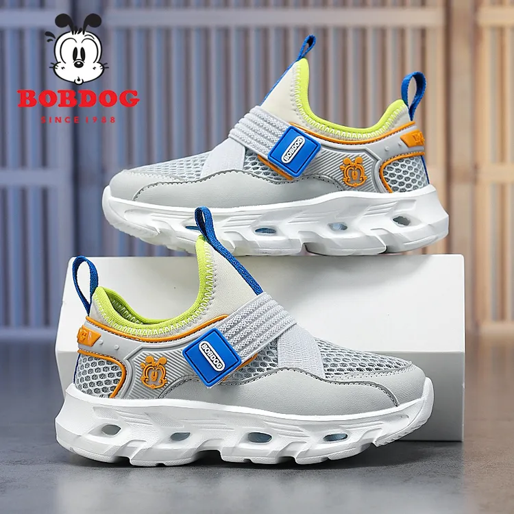 巴布豆男童单网运动鞋夏季2025新款透气镂空中大童网鞋儿童休闲鞋