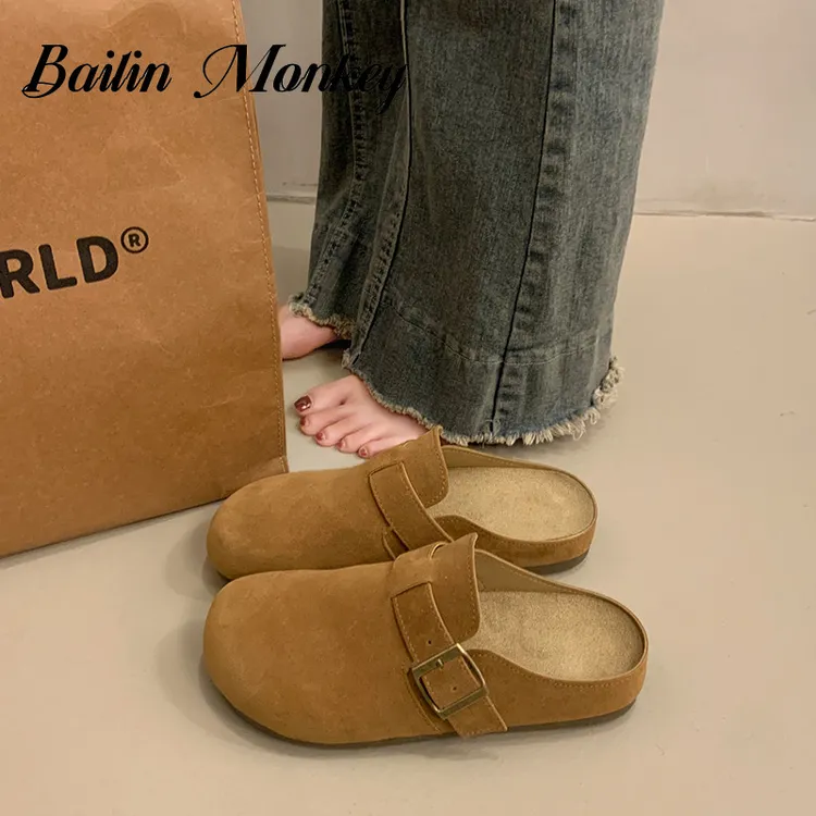 品牌包头博肯拖鞋女2025秋季新款厚底增高一脚蹬软底休闲勃肯拖鞋