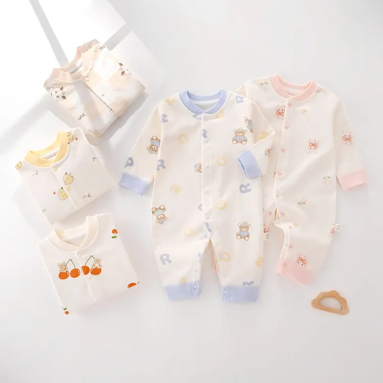 【专柜】春秋长袖哈衣爬服纯棉无骨新生儿婴儿卡通连体衣婴儿新生