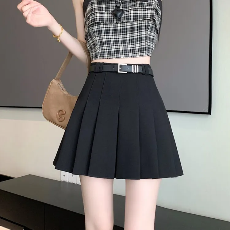 （送腰带）西装百褶裙女短裙2025新款韩版小个子高腰显瘦a字半身裙